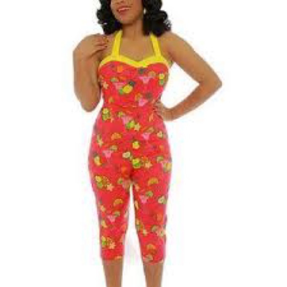 Lindy Bop Fruits & Cocktails Pinup Romper Women’s size US 4 UK 8 NWT